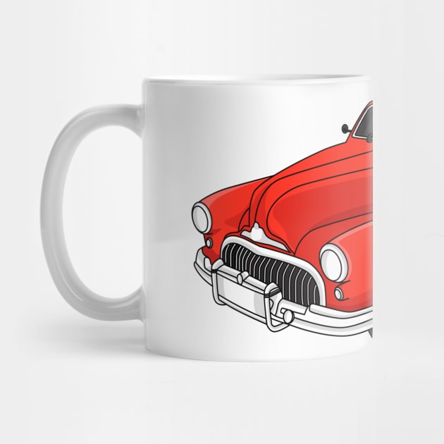 Classic red 1948 automobile by Cartoons of fun